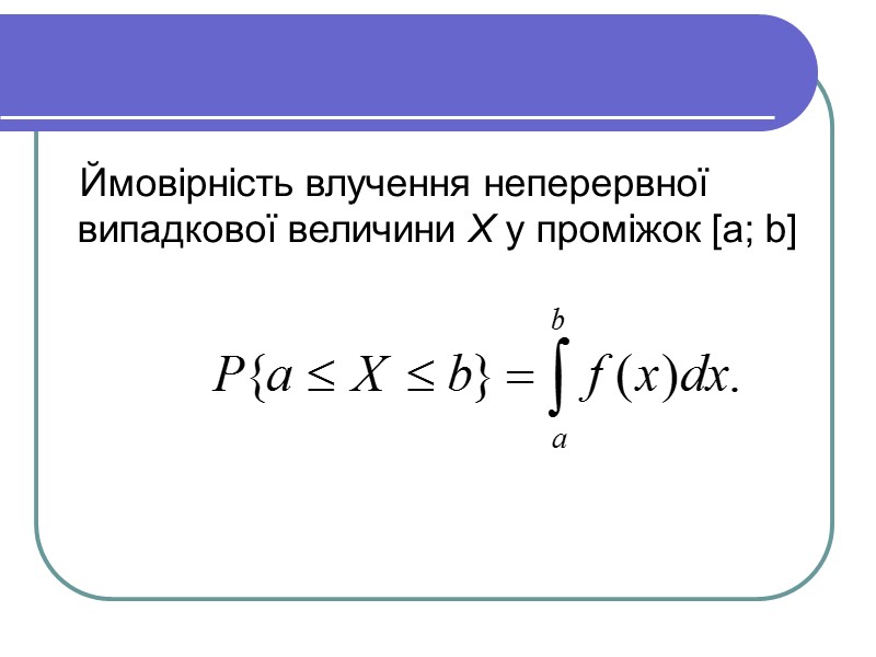 Ймовірність влучення неперервної випадкової величини X у проміжок [а; b]